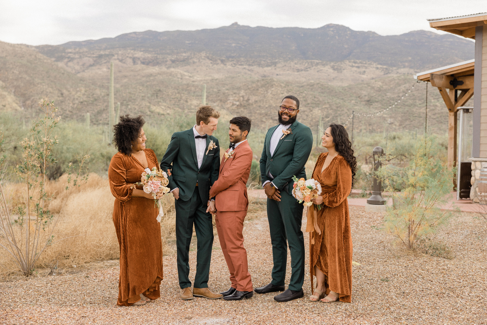 Newlywed Couple Posing for Pictorial with Guests